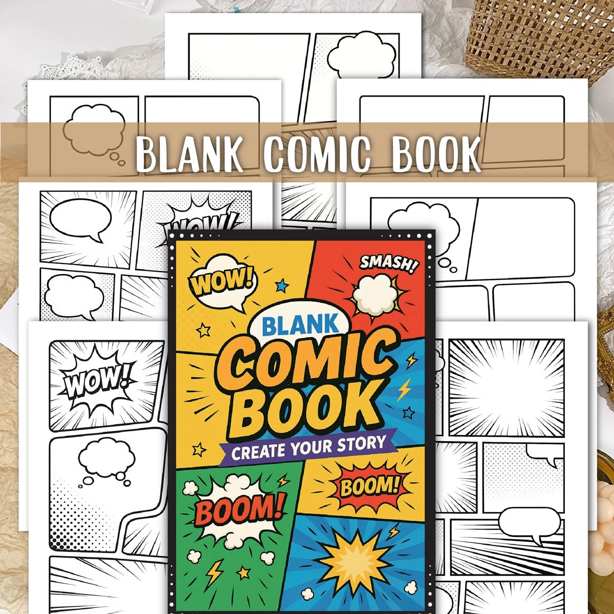 30 Sheet Manga Sketchbook Blank Comic DIY Drawing Book Multiple Template Speech Bubbles Graphic Novel Creation Drawing Book T