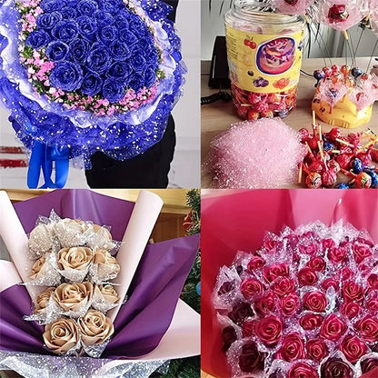 Handcrafted Silk Ribbon Rose Wrapping Paper - Versatile for Bouquets, Home & Office Decor | Available in Multiple Colors