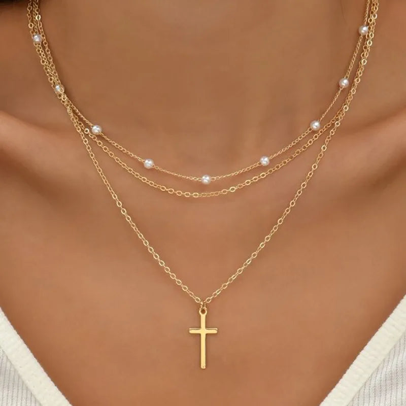 Vintage Bohemian Multilayer Minimalist Necklace for Women Stick Pendant Link Chain Necklace Collarbone Collares Fashion Jewel