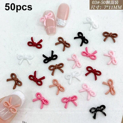 French Ribbons Colorful Resin Cute Bowknot Charm Leopard Print Bow Tie Nail Art Decorations Manicure Tools Accessories Wholes