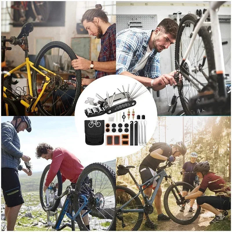 Bicycle Repair Tools Kit, Bike Accessories, Multi Tool Set with Pump Tire Patch, Portable Mountain Road BikeTire Auto Tool Se