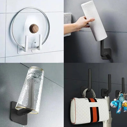 2/4PCS No Punching Strong Paste Hook Shelf Hat Rack Adhesive Hook