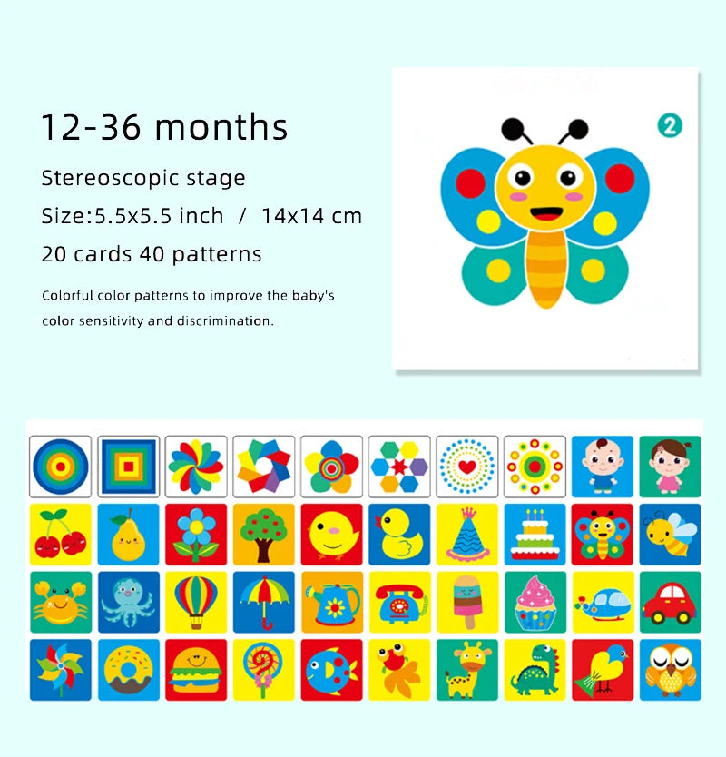 Black and White Cards High Contrast Baby Toys 0-36 Months Newborns Visual Stimulation Brain Development Learning Flash Cards 