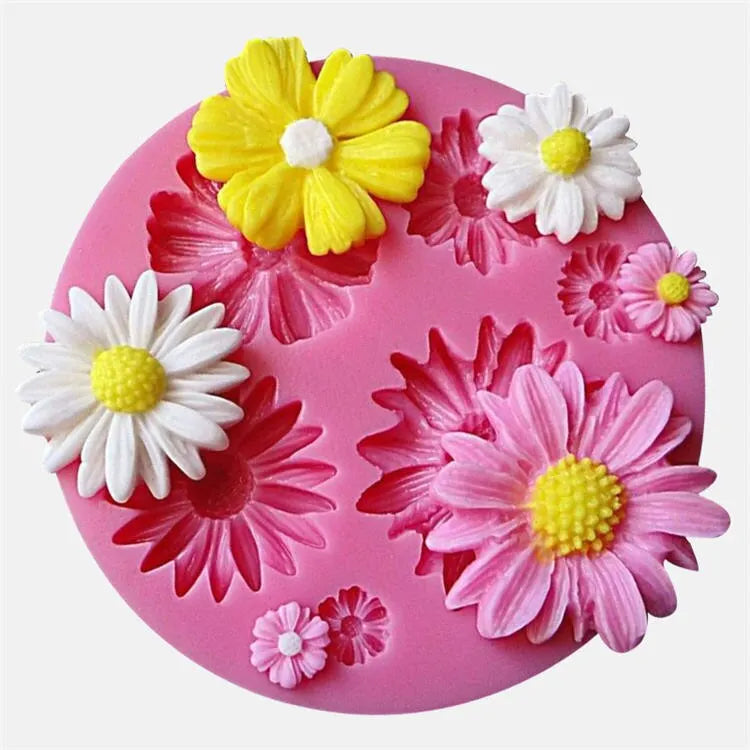 3D Flower Silicone Molds Fondant Craft Cake Candy Chocolate Sugarcraft Ice Pastry Baking Tool Mould - Pink