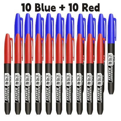 6 PCS Permanent Marker Pen Manga Drawing Markers Black Blue Red Waterproof Ink Sketch Pens Stationery Art School Supplies - 1
