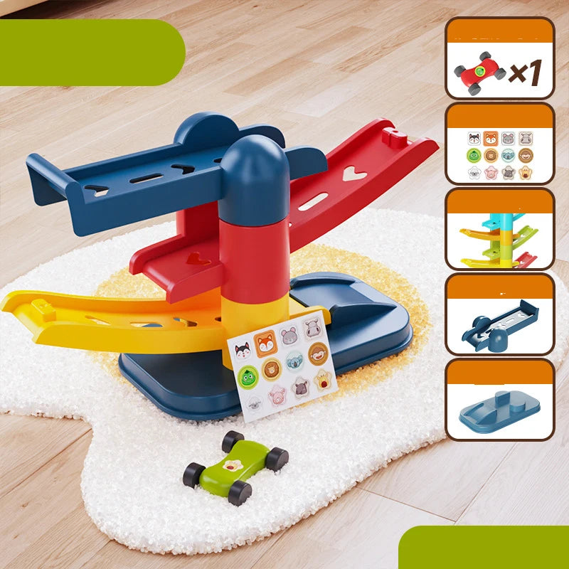 Children's Games Gliding Track Car 2 to 5 Years Inertia Toy Multi Layer Cartoon Puzzle Slide Car Roller Coaster Racing Toys -