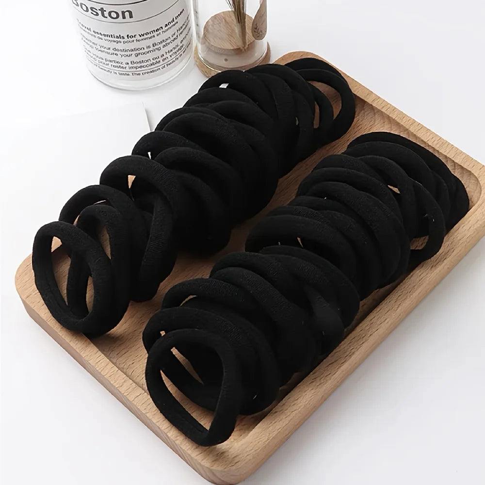 20/50/100pcs Soft Elastic Hair Ties Hair Bands Decorative Hair Accessories Set For Baby Girls - Black / 200 pcs
