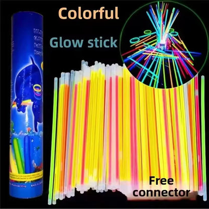 50/100Pcs Fluorescence Sticks Party Multicolor Glowing Stick Bright Colorful Light Bright Bendable Glow Bracelet Party Suppli