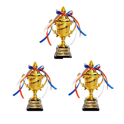 Customizable 1/3/5 Pack Mini Kids Gold Trophy Award Small Plastic 7 Inch Soccer Trophy Cup for Winners and Sports Adult Kids