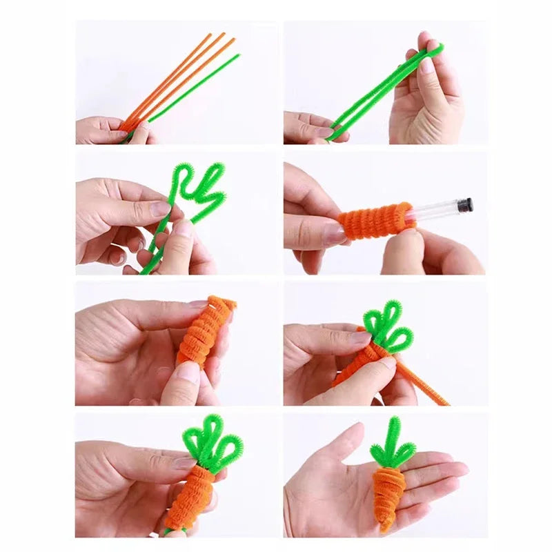 100~1000Pcs Colorful Chenille Rod Pipe Creative DIY Plush Wires Twist Stick Hair Strip Flower Handmade Crafts