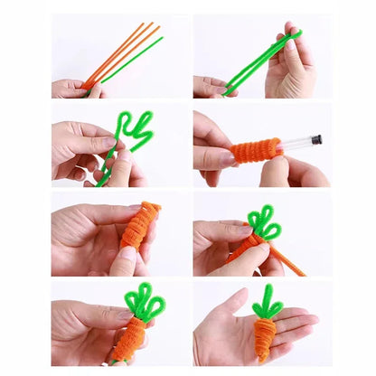 100~1000Pcs Colorful Chenille Rod Pipe Creative DIY Plush Wires Twist Stick Hair Strip Flower Handmade Crafts