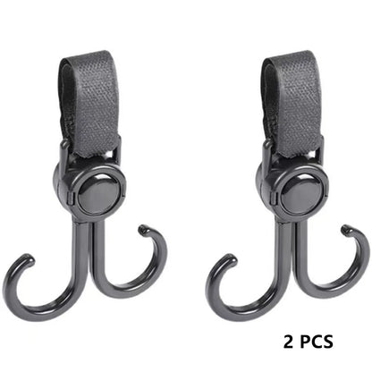 2pcs PU Leather Baby Bag Stroller Hook Pram Rotate 360 Degree Rotatable Cart Organizer Pram Hook Crochet Stroller Accessories