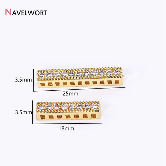 18K Gold Plated Brass Spacer Bars,Cuboid Rows Separator,Inlaid Zircon Accessories DIY Spacer Bars,Supplies For Jewelry