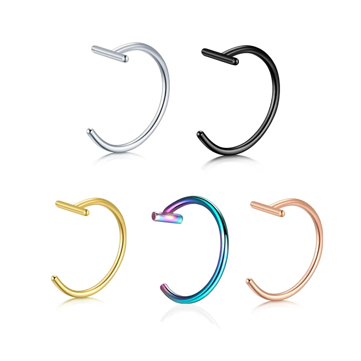 18G Clip-On Fake Lip Ring Stainless Steel Hypoallergenic Punk Non Piercing Lip Hoop 18K Gold Plated Cartilage Conch Cuff Earr