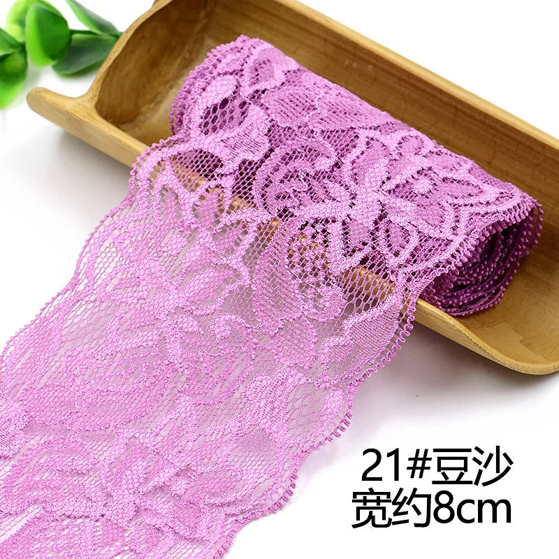 Lace Trim 1 Meter, Elastic Ribbon for Sewing, Wide Lace Trim, DIY Crafts, Scrapbooking Supplies, Crochet Pattern Ribbon in Co
