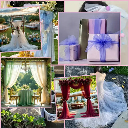 Tulle Fabric DIY Decor Wedding Accessorie XMS Party Event Sheer Mesh Fabric Elegant Material Table Runner Chair Bows Backdrop
