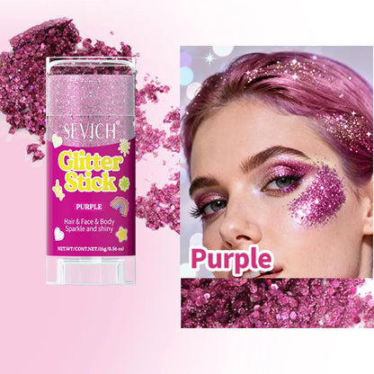 Sparkling Sequins Glitter Gel Stick Mermaid Sequin Body Glitter Gel Cosmetic Hair Glitter Festival Makeup for Christmas Party