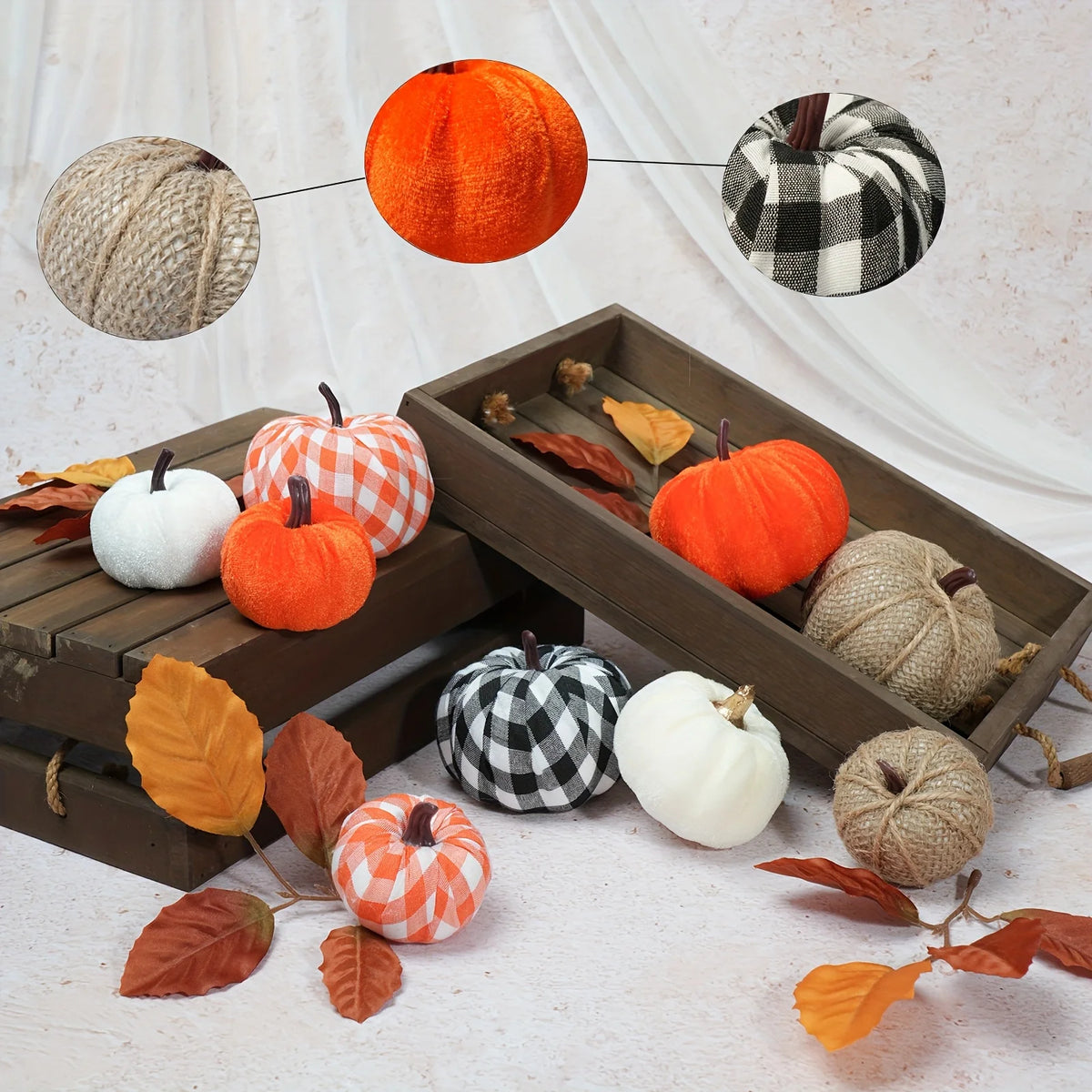 8Pcs Fall Thanksgiving Artificial Pumpkin Autumn Table Centerpiece for Thanksgiving Halloween Party Mantel Farmhouse Decor