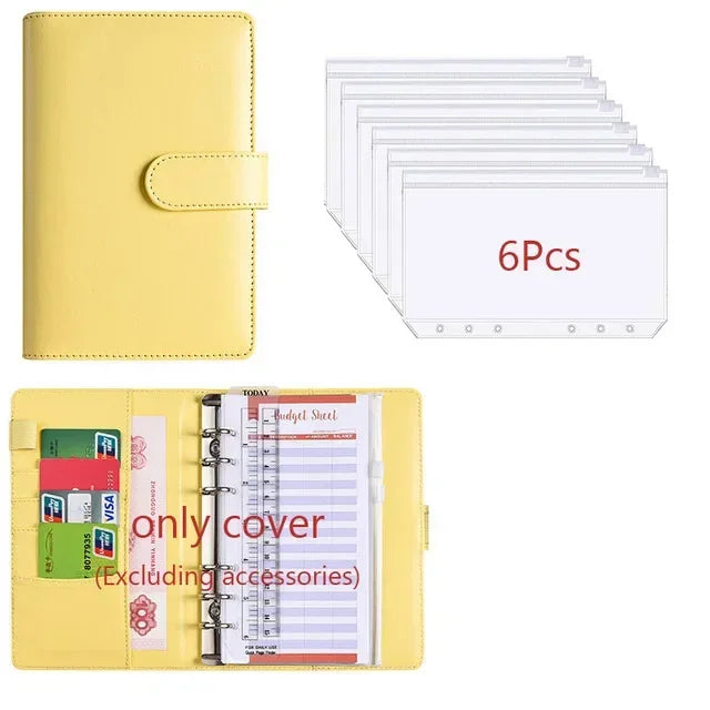 2026 A6 Binder Budget PU Leather PlannerPockets Expense Budget Sheets Notebook Cash Envelope Organizer System with Clear Zipp