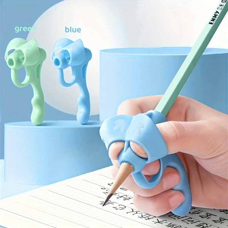 4pcs Grip Pen Corrector Set Writing Corrector Soft Rubber Writing Posture Grip Pen Handwriting Aid Correction Tool