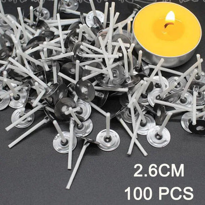 Smokeless Candle Wicks 2.6-20cm Pre-Waxed Cotton Core Wicks with Metal Sustainer Tabs DIY Handmade Candle Making Tools - 2.6C