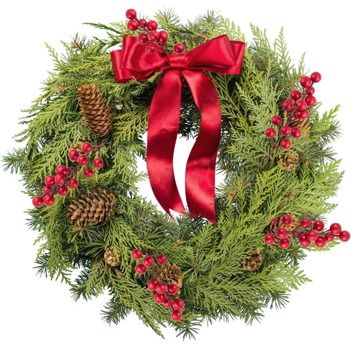 10Pcs Christmas Decoration Artificial Pine Branches Holly Berries Red Berry Branches for Christmas Tree Wreath Gifts Decorati