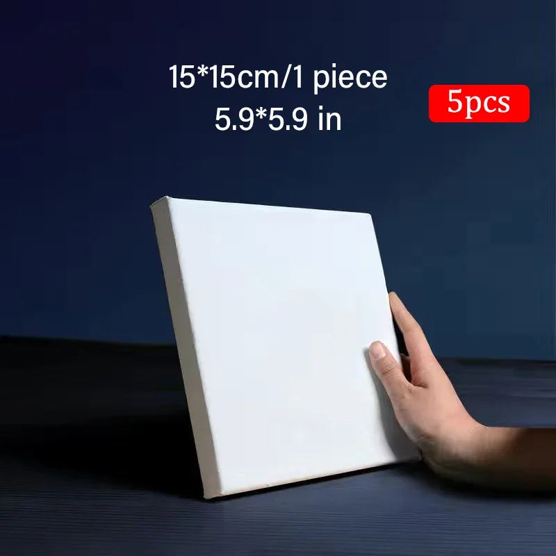 5pcs White Blank Square Artist Canvas Wooden Board Frame Cotton Artist Canvas Boards for Oil Painting Acrylic Watercolor - 5p
