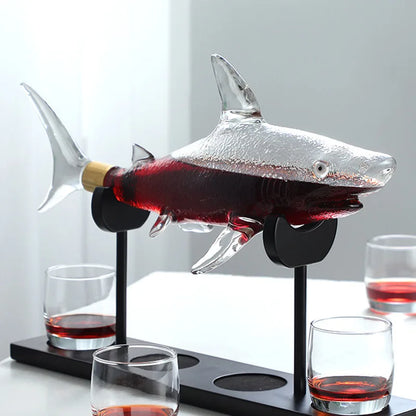 1000mL Shark Decanter Suit Originality Wine Set Ornament Glass Bar Animal Shaped Wine Bottle Manual Arts And Crafts Gift