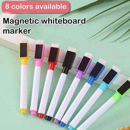 8pcs Magnetic Erasable Whiteboard Pen Color Options Blackboard Note Numbering Stationery For Office Classroom Teaching Suppli