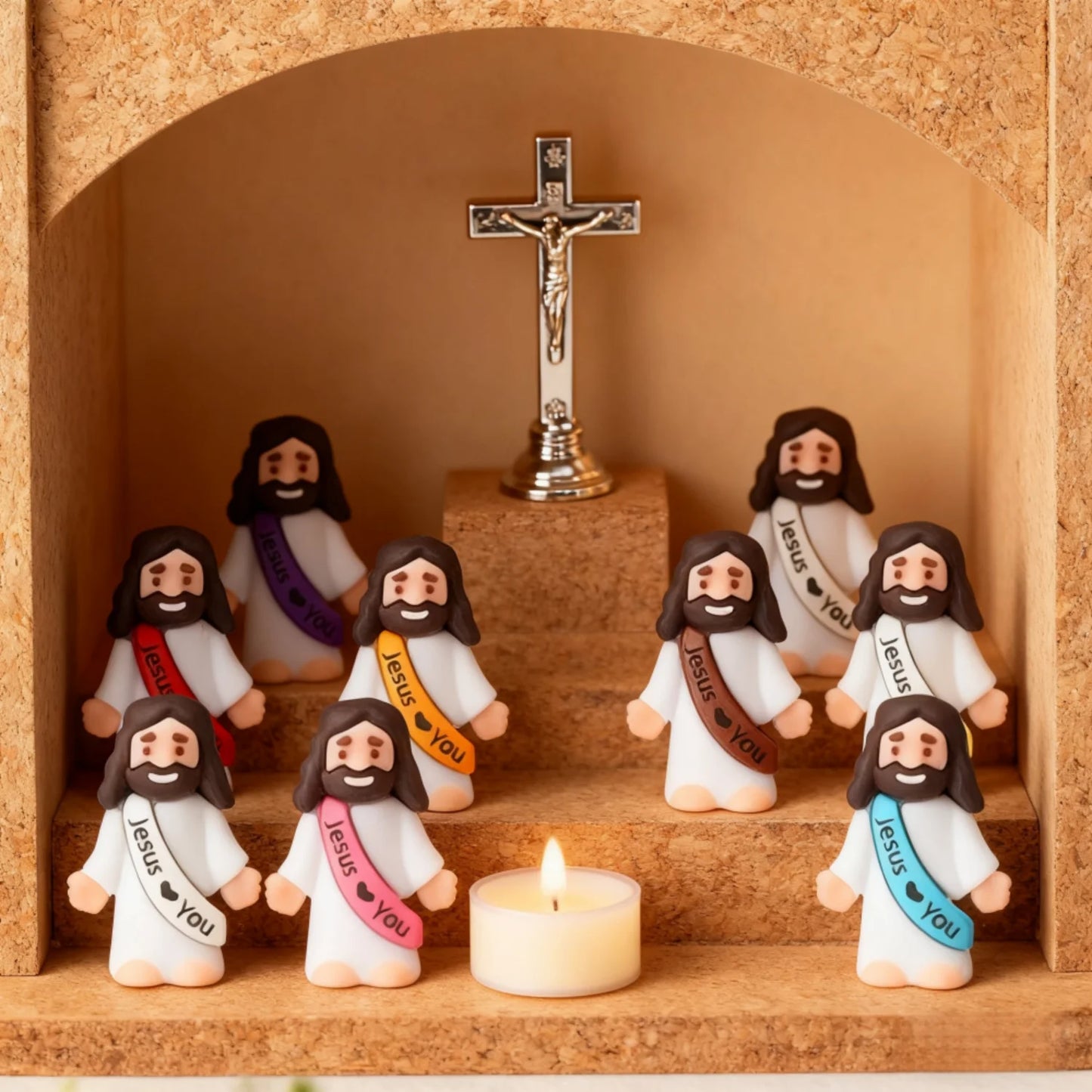 10/60pcs Mini Jesus Decorations Cartoon Statue Set for Holiday Party Scene Decor Festive Room Figurines Christmas Easter Gift
