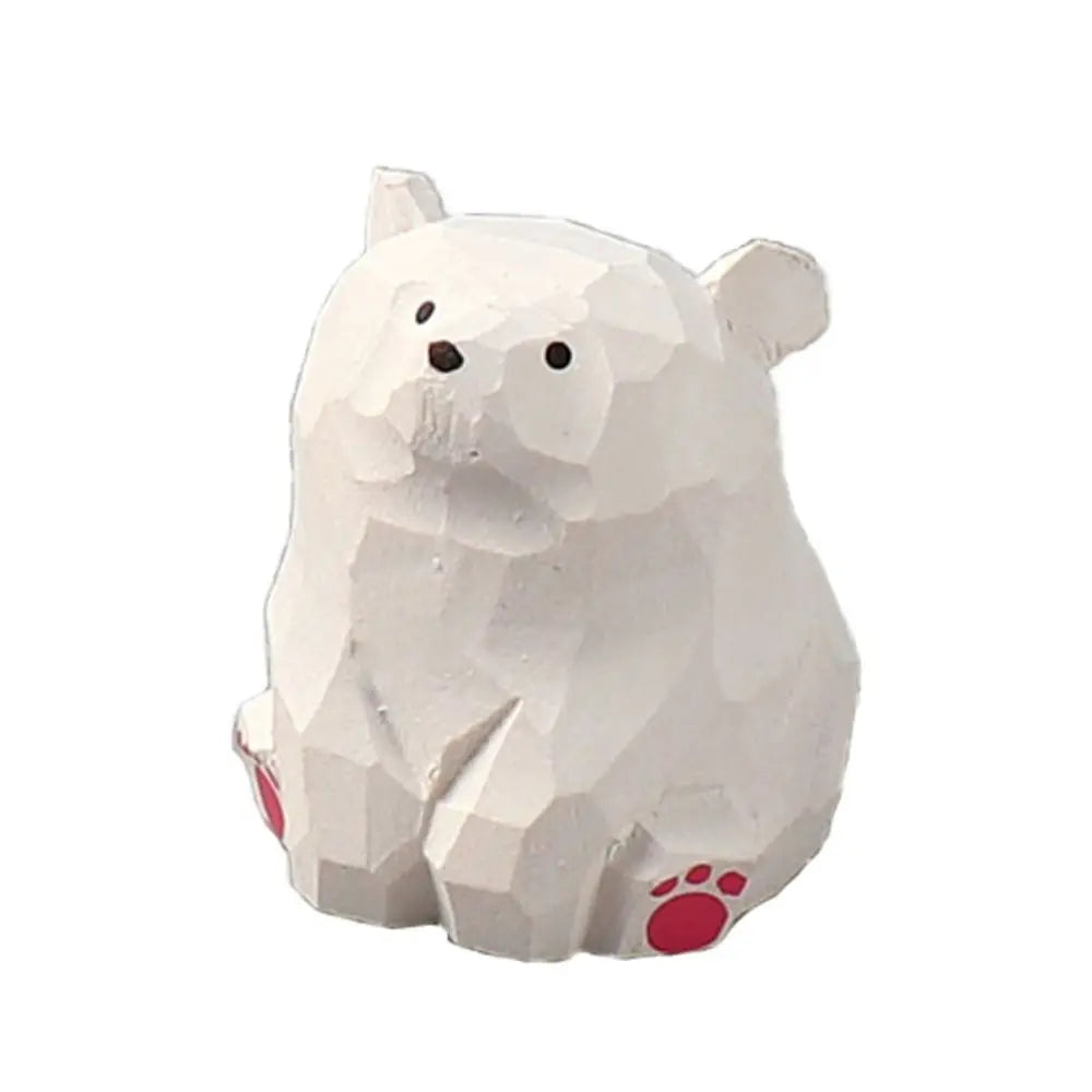 Creative Cartoon Animal Wood Bear Figurine Wooden Carved Desktop Knick-knack Sculpture Kids Toy Carving Cat Statue