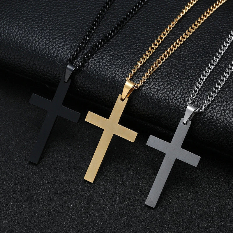 Fashion Stainless Steel Cross Pendant Necklace For Women Men Link Chain Charm Necklace Cool Boys Girls Punk Hip Hop Jewelry G