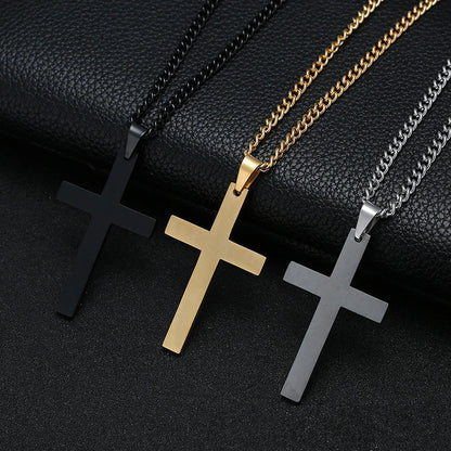 Fashion Stainless Steel Cross Pendant Necklace For Women Men Link Chain Charm Necklace Cool Boys Girls Punk Hip Hop Jewelry G