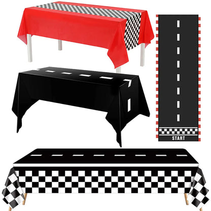 Checkered Race Car Party Black White Checkered Flag Tablecloth Road Tablecloth Racetrack TableCover Racing Birthday Party Dec