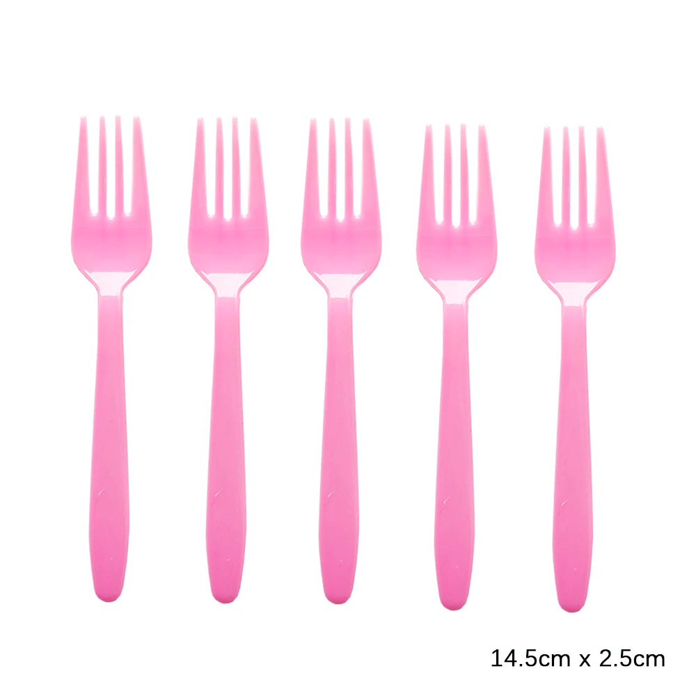 Disposable Knife Fork Spoon Cutlery Set Pink Blue Disposable Tableware Birthday Party Decorations Wedding Baby Shower Supplie