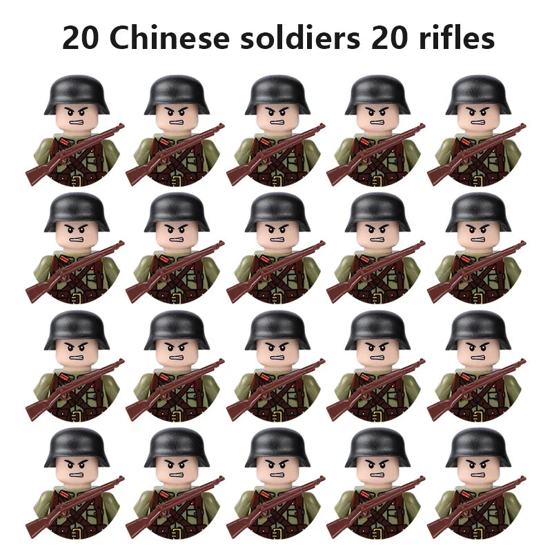 Multi-style military soldiers mini character building blocks DIY assembled building blocks children's collection toys and gif