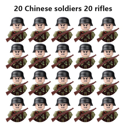 Multi-style military soldiers mini character building blocks DIY assembled building blocks children's collection toys and gif