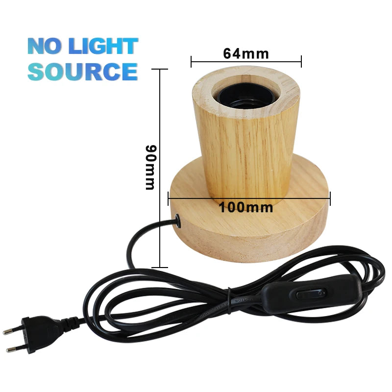 Modern Wood Table Lamp Retro E27 Desk Deco Light Indoor Art Lamps Living Room Bedroom Bedside Decoration Bar Lights Base EU P