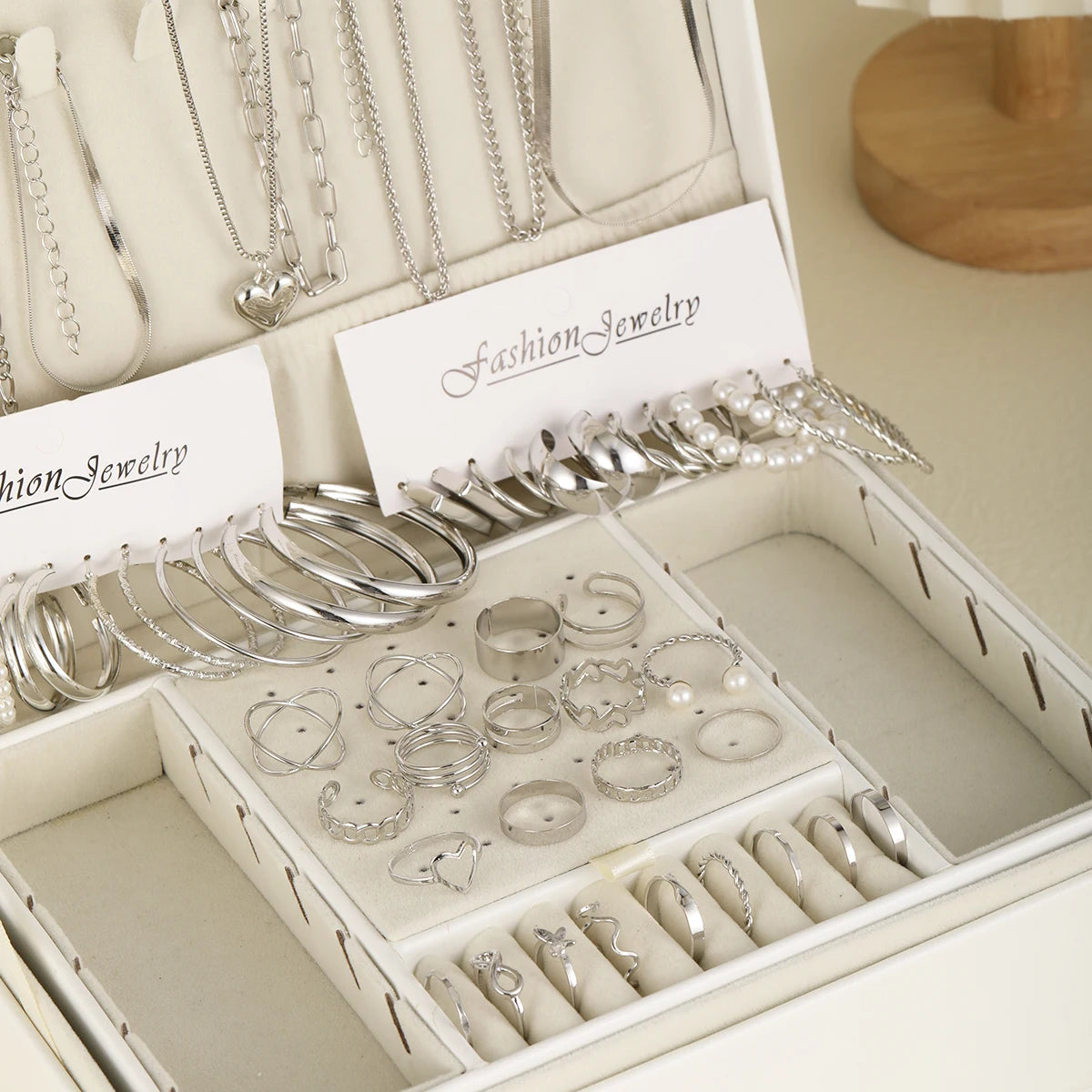 54 Pcs/Set Vintage Elegant Pearl Earrings Ring Heart Pendant Necklace Bracelet For Women Boho Daily Wear Jewelry Set Gifts 20