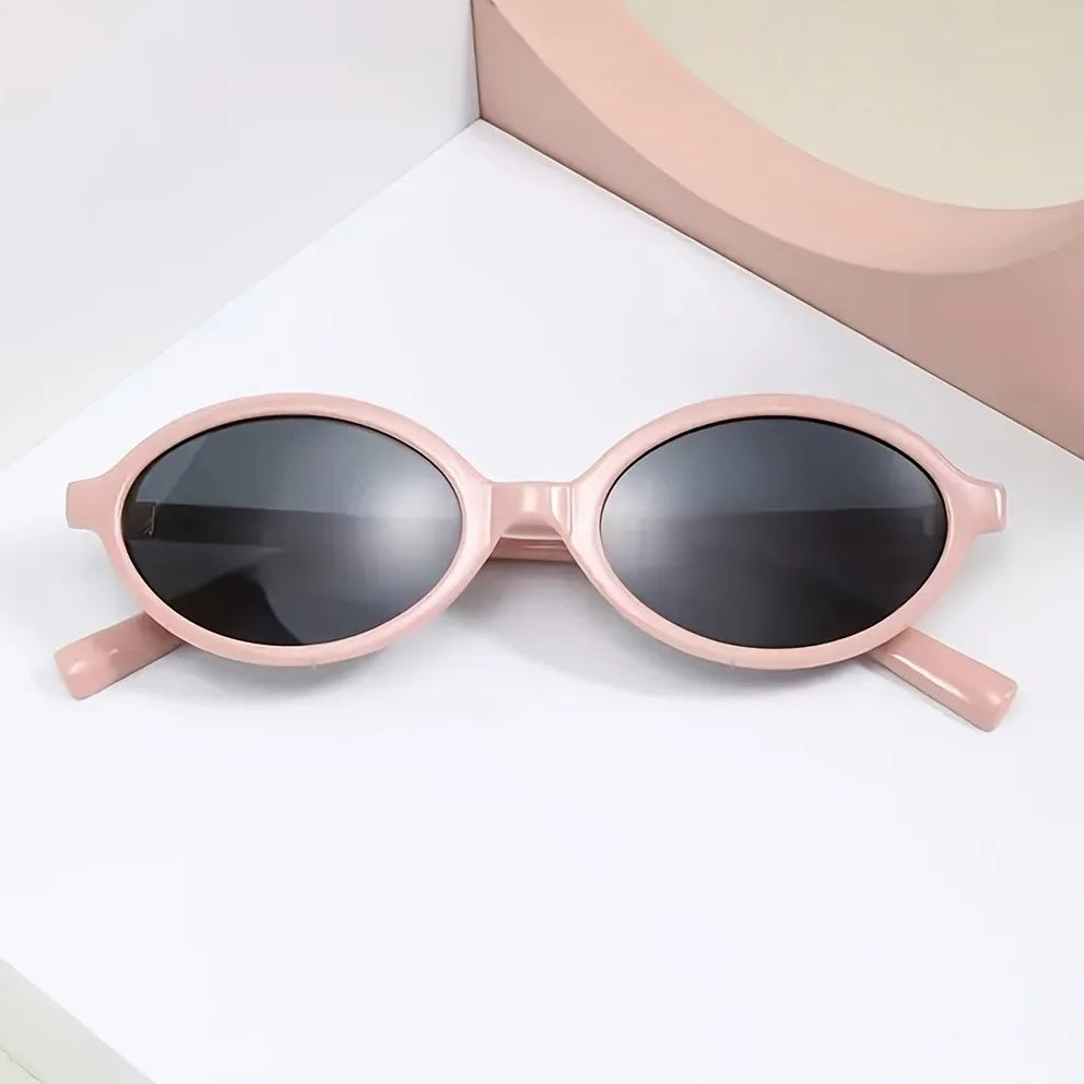 Y2K Style Oval Women'S Glasses Small Frame Fashionable Vintage with Decorate Function for Women Men - Pink