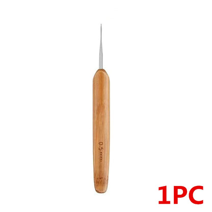 1Pc 0.5mm/0.75mm Dreadlock Crochet Hook Wood Crochet Needles Hair Dreadlocks Tool for Braid Craft - 0.5mm1 hook