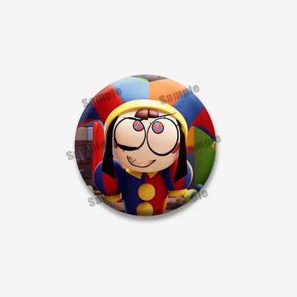 Creative Funny P-Pomni Enamel Pins Cute Cartoon Character Round Brooch DIY Backpack Jacket Collar Badge Jewelry Gifts for Fri