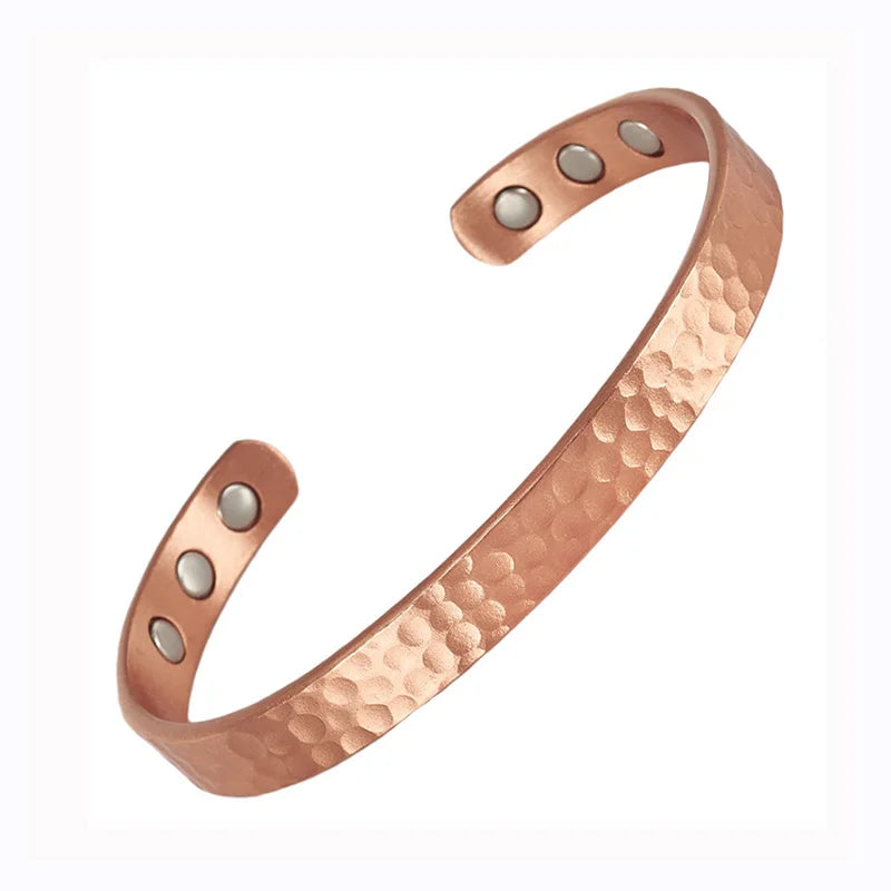 Vintage 99.9% Pure Copper Bracelets for Women Men Rose Color Cuff Bangles Charms Health Energy Gauss Magnets - CB7119A