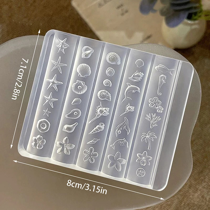 〔CC55〕Lily Flower Sea Shell Conch Coral Starfish 3D Acrylic Nail Mold Nail Decorations DIY Silicone Manicure Mold Nail Art Mo