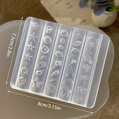 〔CC55〕Lily Flower Sea Shell Conch Coral Starfish 3D Acrylic Nail Mold Nail Decorations DIY Silicone Manicure Mold Nail Art Mo