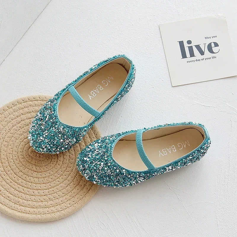 2026 Spring 1 to 12 years old girls dress shoes Beauty Pointed Toe Teen Girl Leather Shoes Bling Princess Wedding Shoes F1213