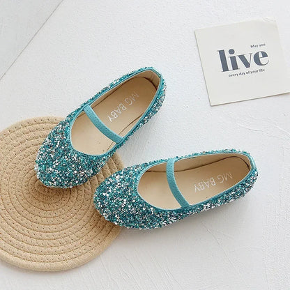 2026 Spring 1 to 12 years old girls dress shoes Beauty Pointed Toe Teen Girl Leather Shoes Bling Princess Wedding Shoes F1213