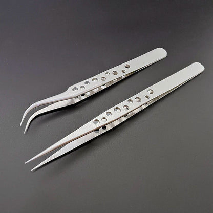 Industrial Tweezers Electronics Anti-static Curved Straight Tip Precision Stainless DIY Hand Tools Sets Forceps Phone Repair
