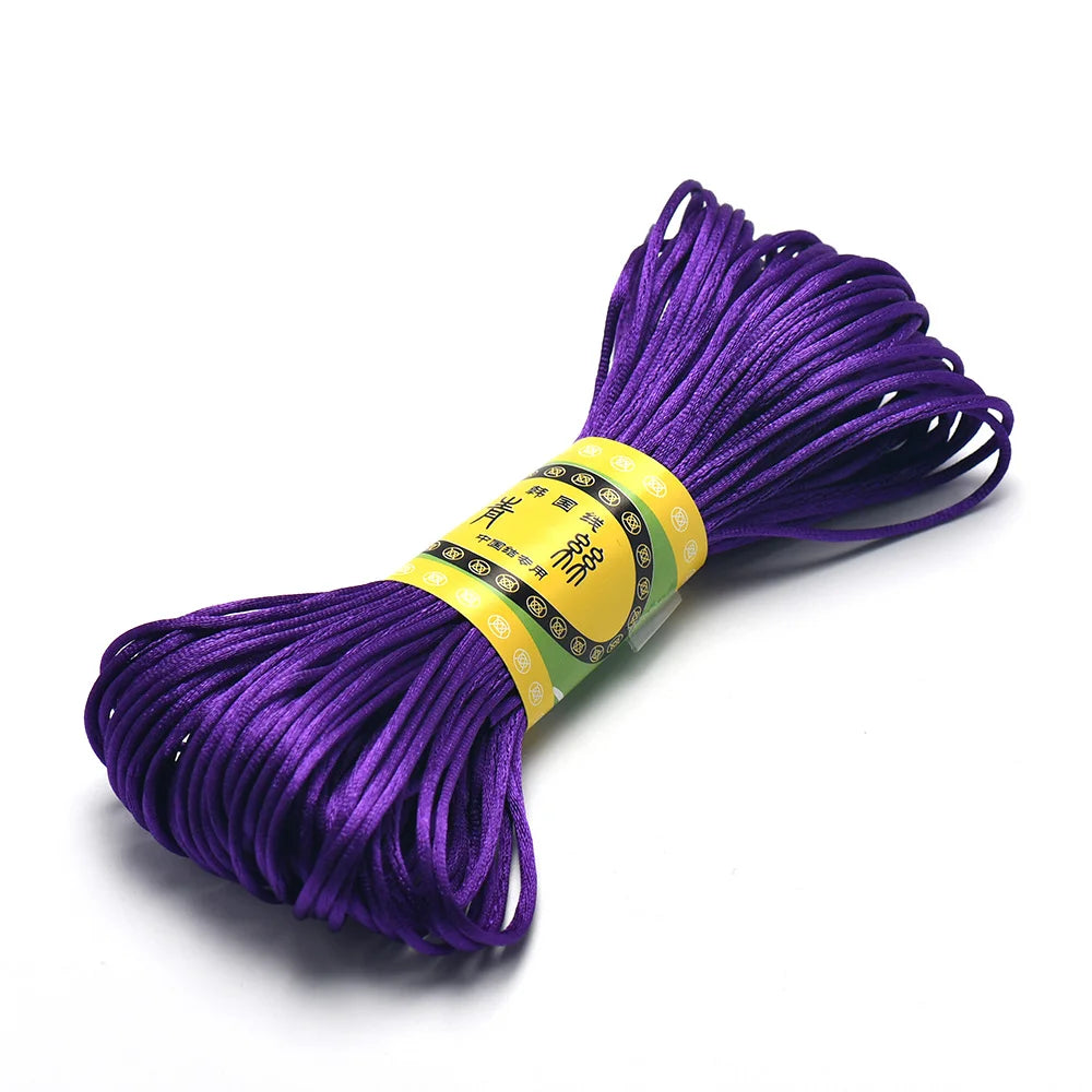 20M 1.5mm Satin Nylon Trim Cord, Rattail Cord Chinese Knot - deep purple