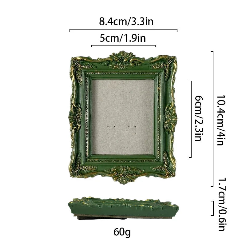 Vintage Mini Picture Frame Baroque Table Wall Hanging Decor Resin Relief Photo Frame European Art Jewelry Decoration Photo Pr
